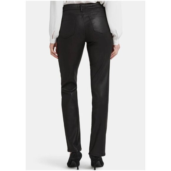 NYDJ Marilyn Straight Black Coated Jeans Lift Tuck Technology 12P stretch zip - Picture 2 of 16